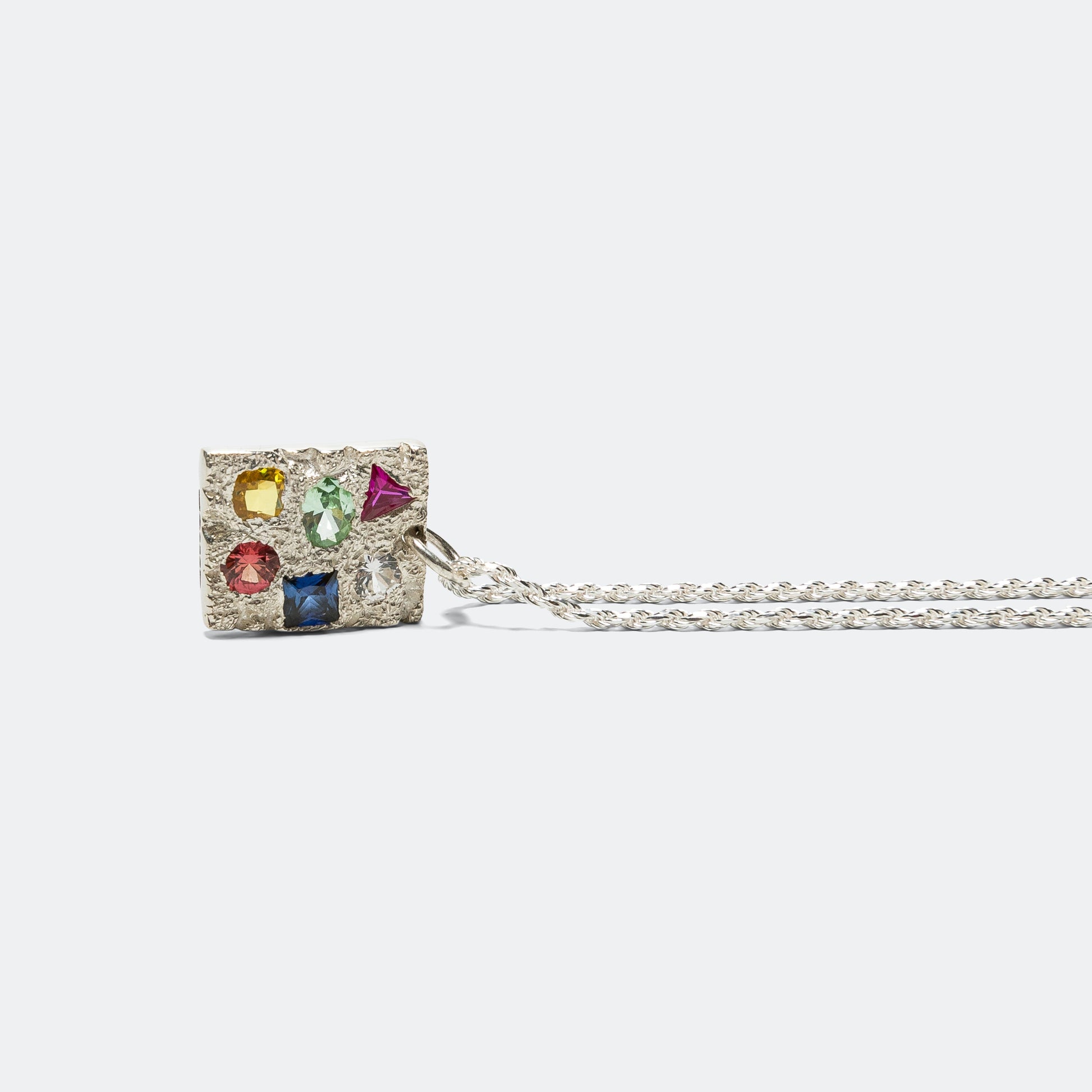 Cottage Rose Garden Pendant - Rainbow Sapphires/925 Silver