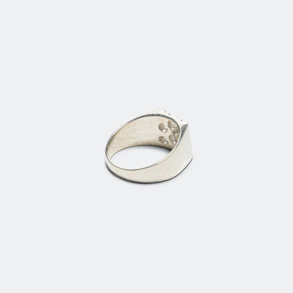 Mini Rose Garden Signet Ring - Clear Sapphires/925 Silver