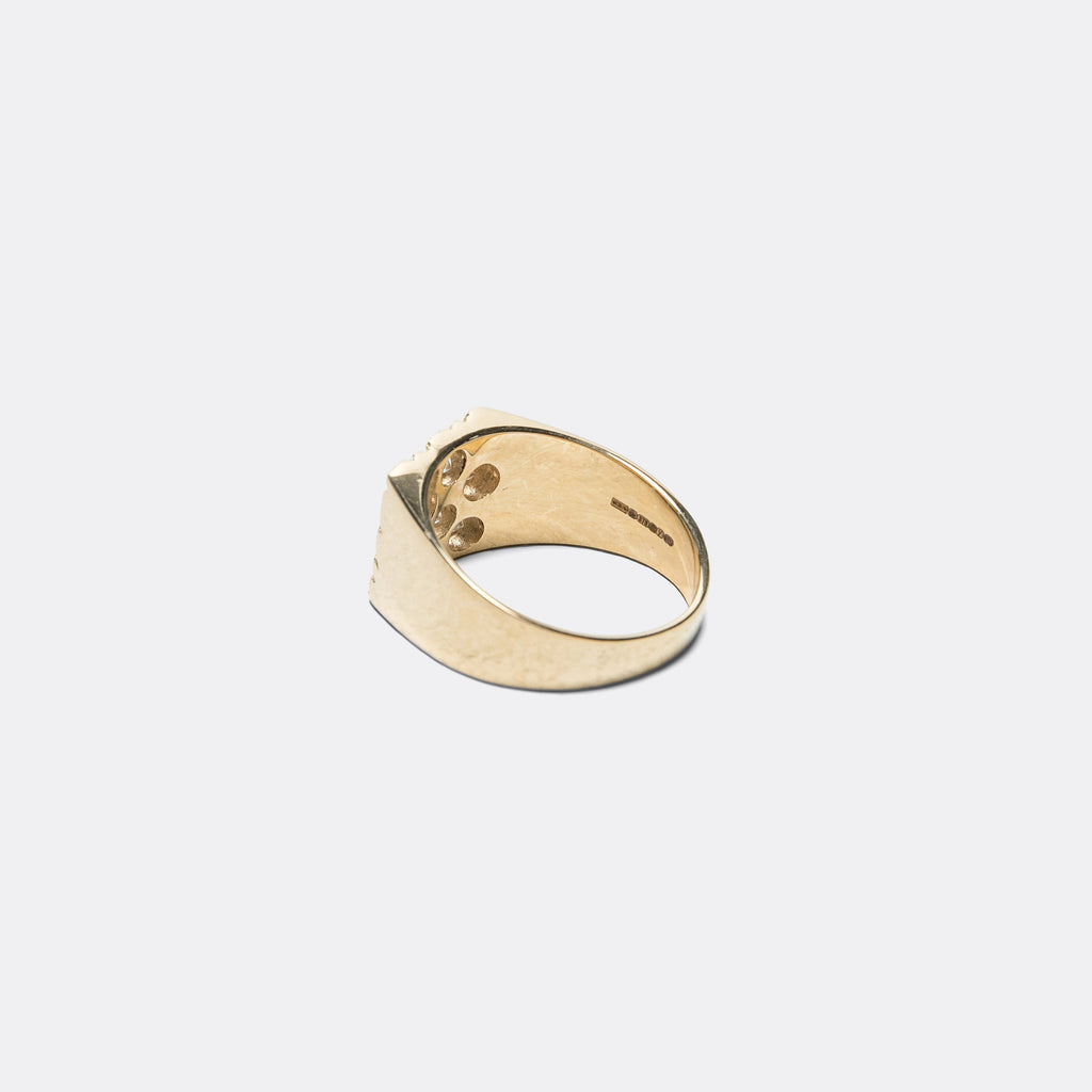 Mini Rose Garden Signet Ring - Clear Sapphires/9K Gold