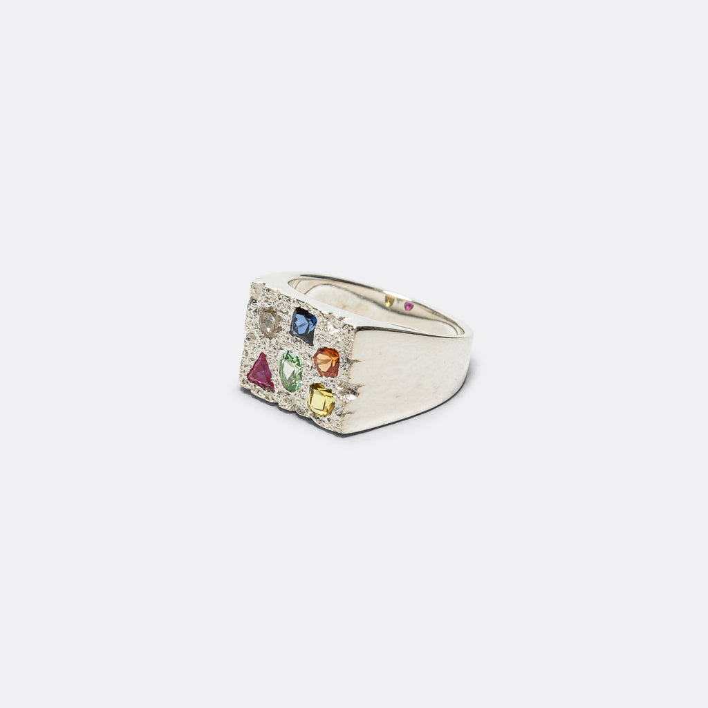 Cottage Rose Garden Signet Ring - Multi/925 Silver