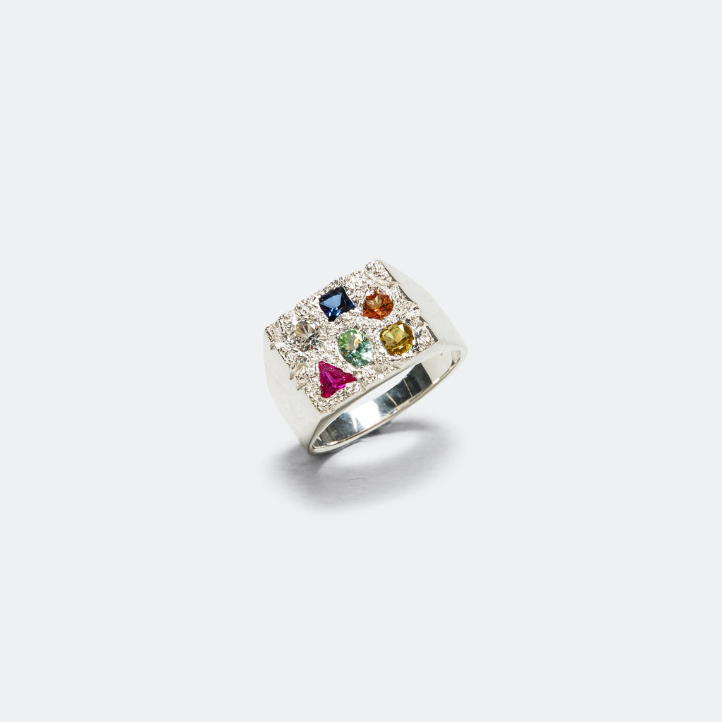 Cottage Rose Garden Signet Ring - Multi/925 Silver