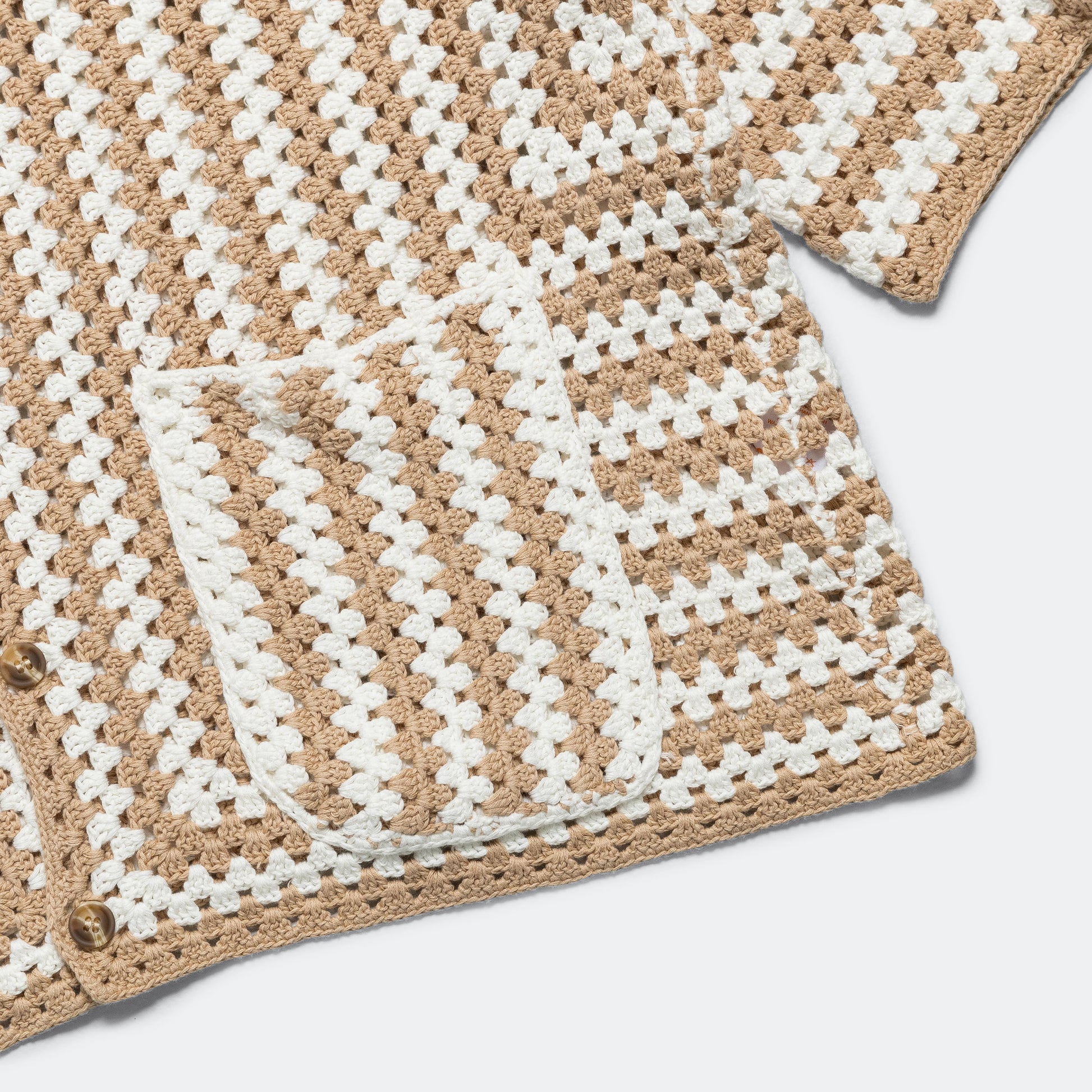 Crochet Cuban Shirt - Biscuit