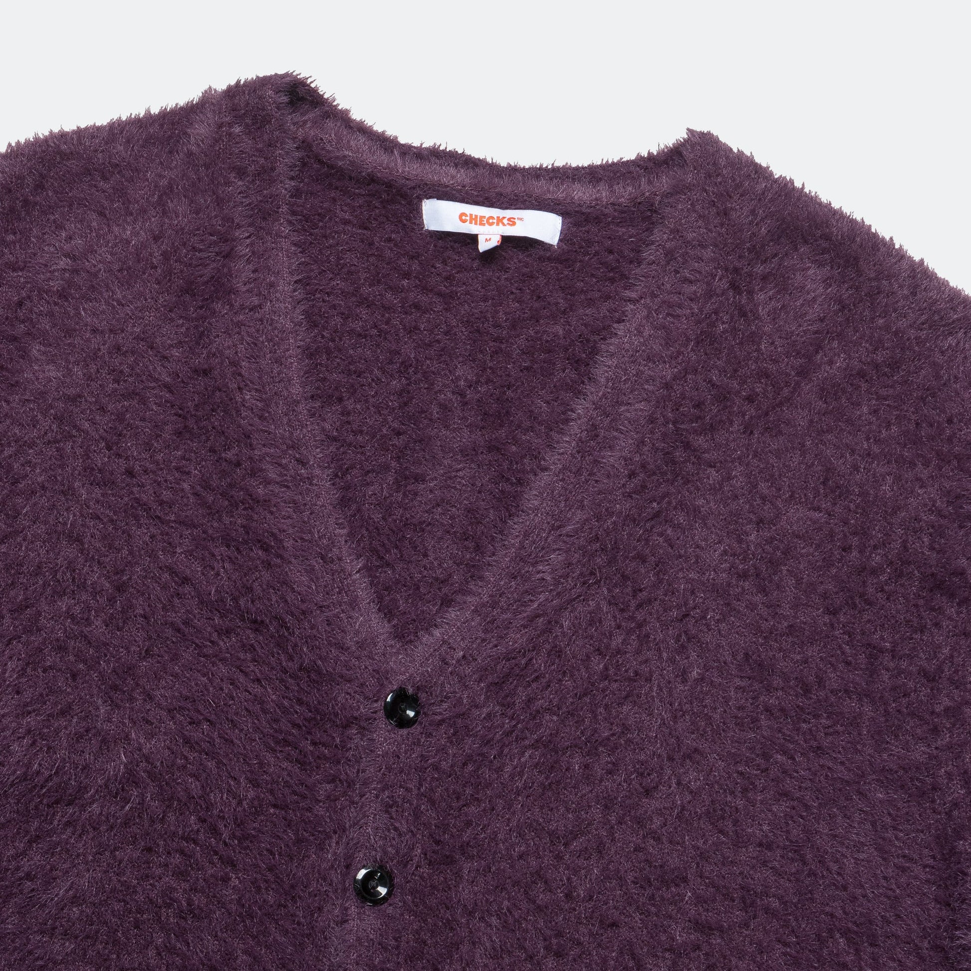 Shaggy Acrylic Cardigan - Plum