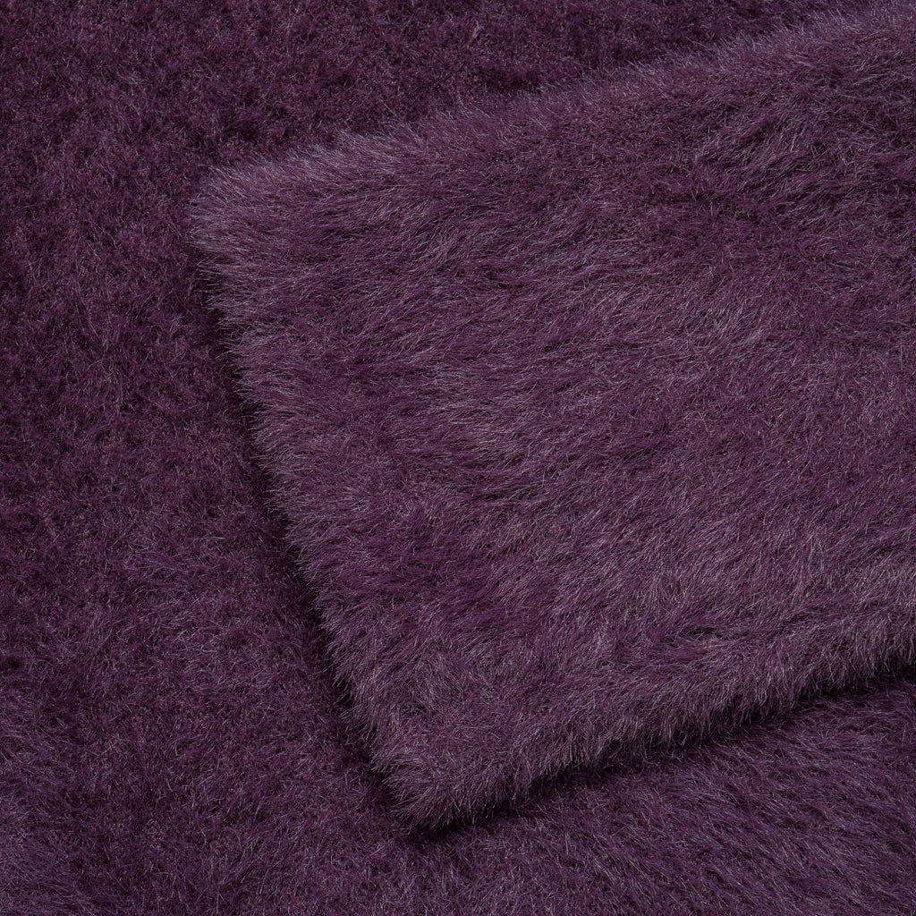 Shaggy Acrylic Cardigan - Plum