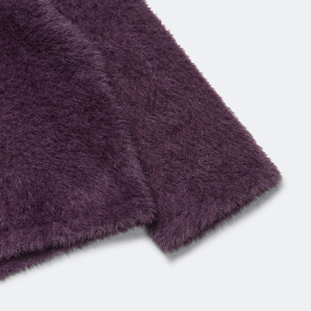 Shaggy Acrylic Cardigan - Plum