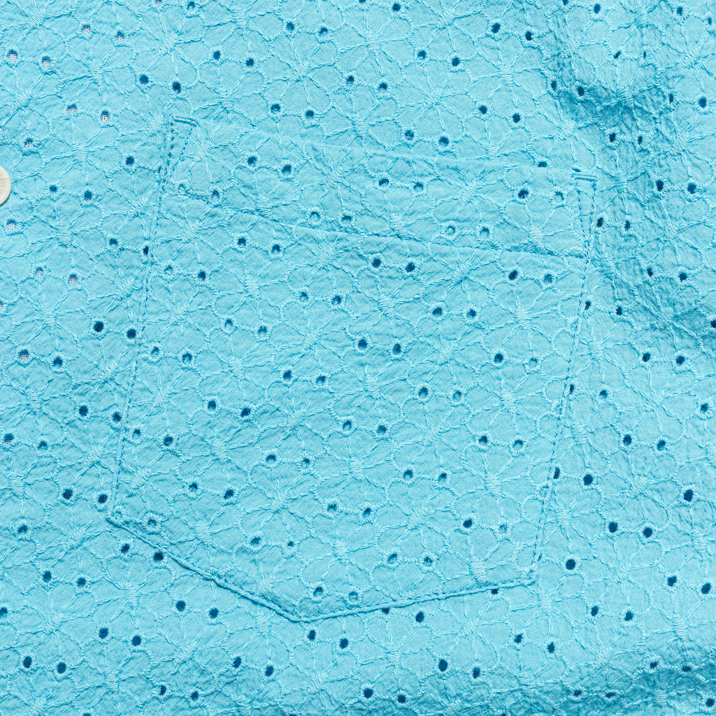 Floral Eyelet SS Camp - Indigo