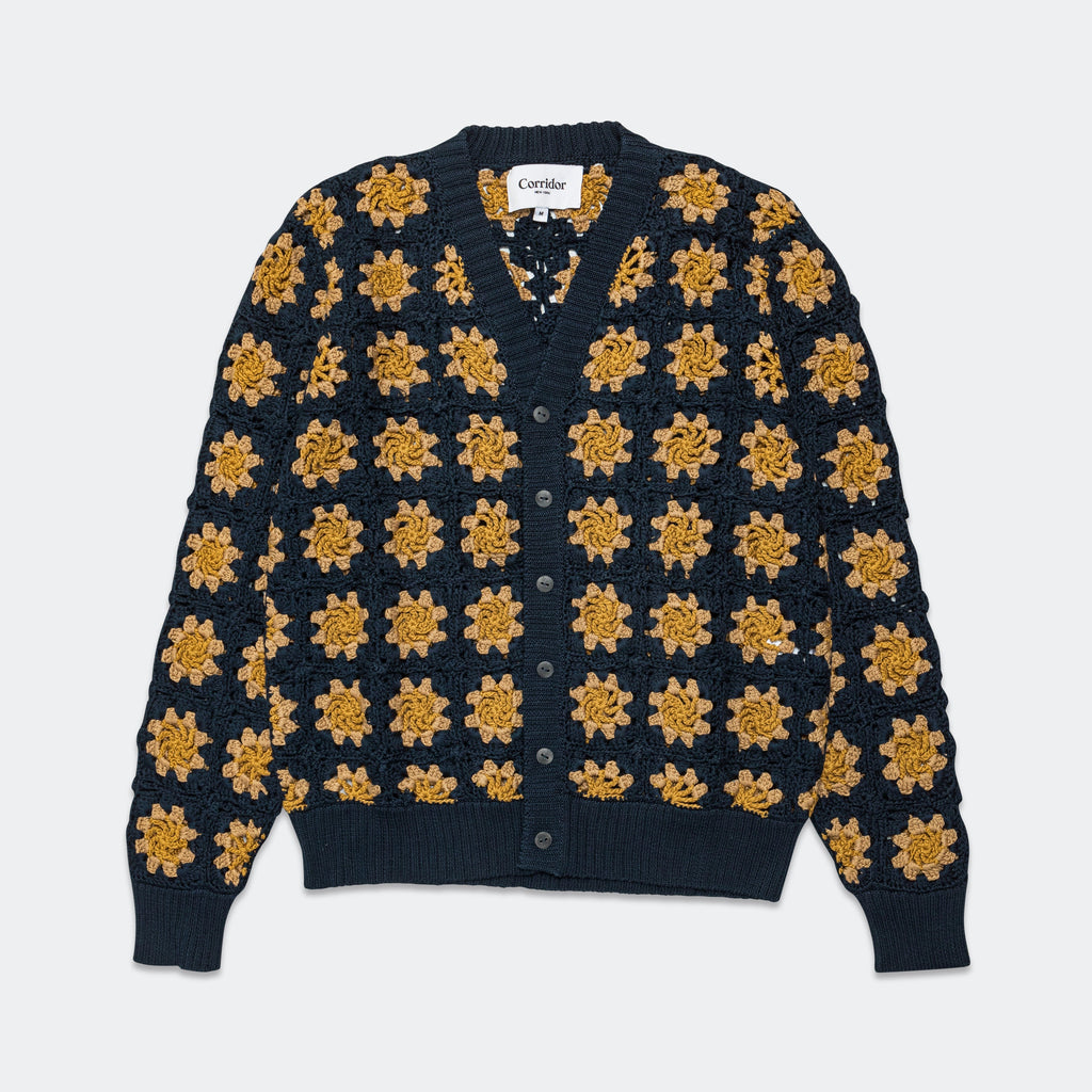 Hand Crochet Pima Cardigan - Navy
