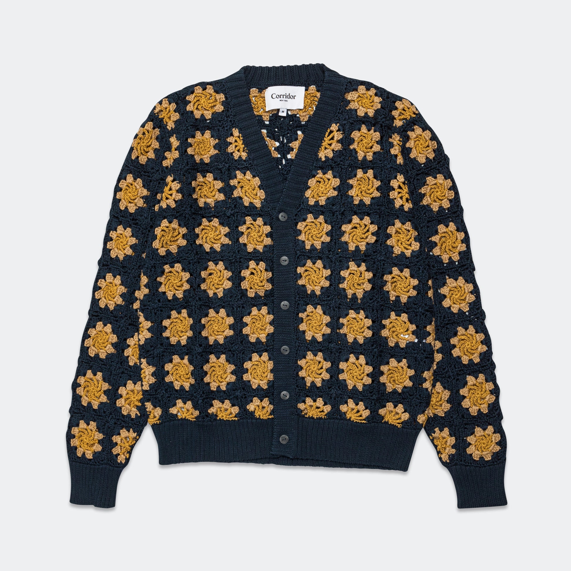 Hand Crochet Pima Cardigan - Navy
