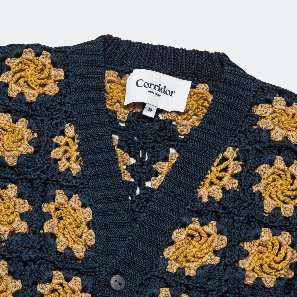 Hand Crochet Pima Cardigan - Navy