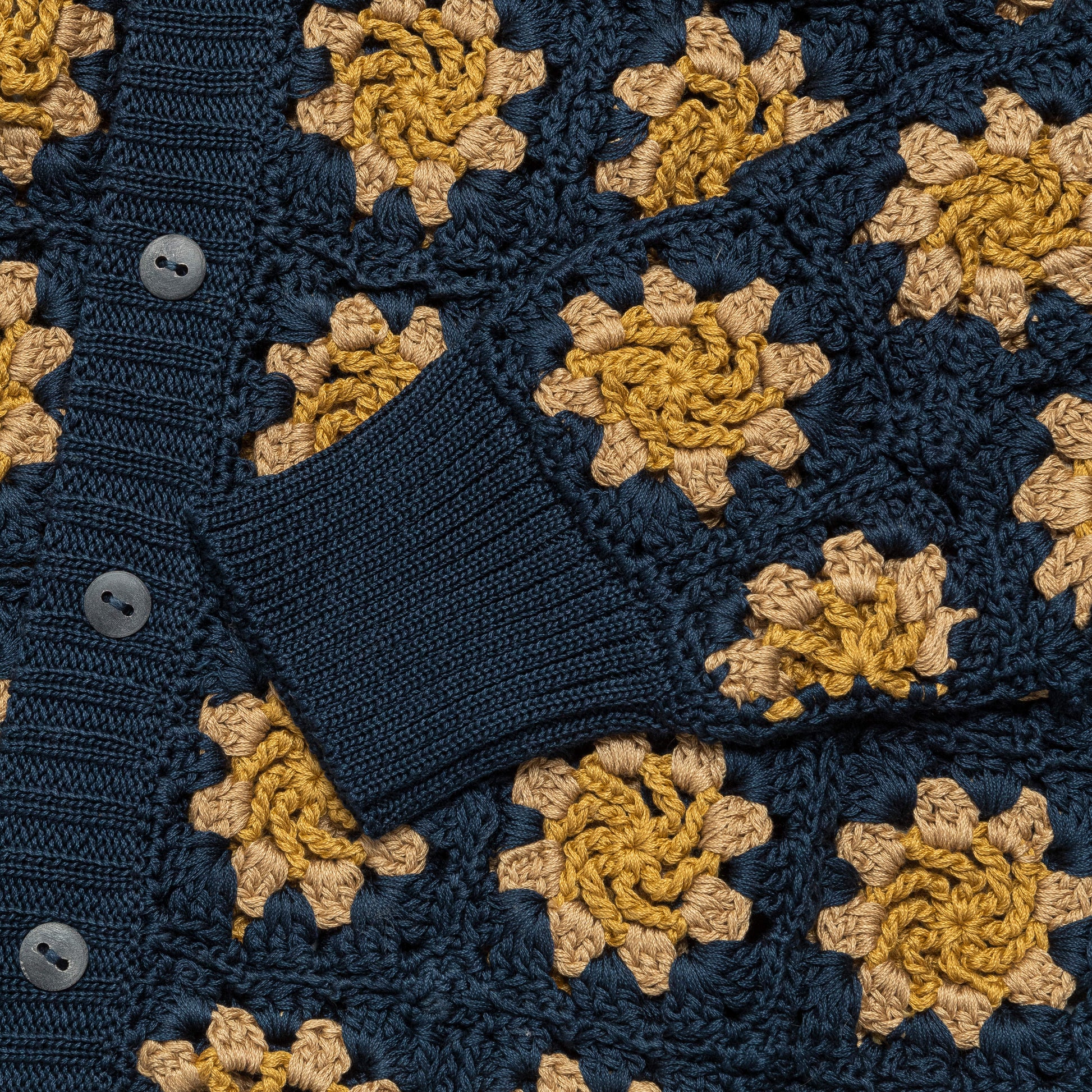 Hand Crochet Pima Cardigan - Navy
