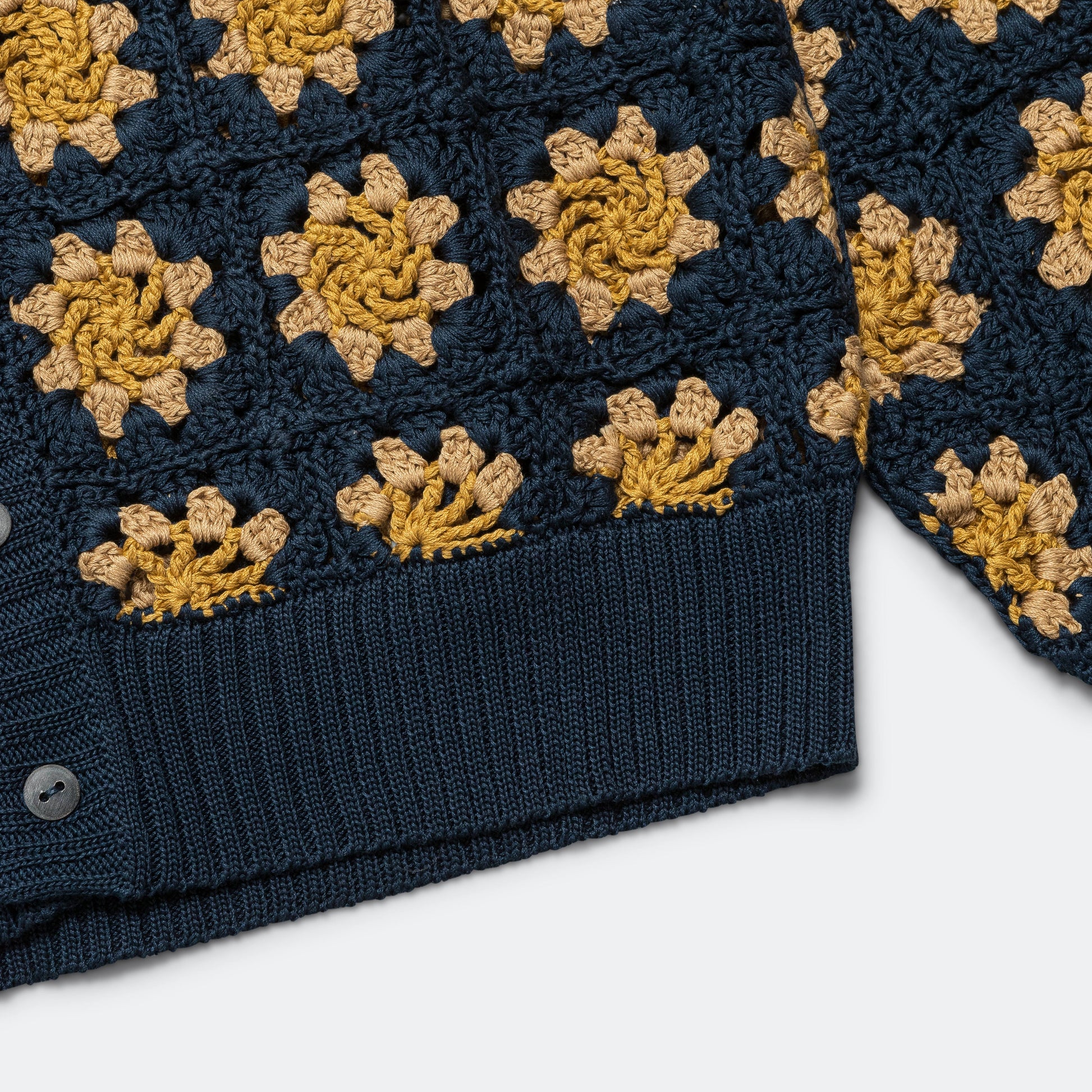 Hand Crochet Pima Cardigan - Navy