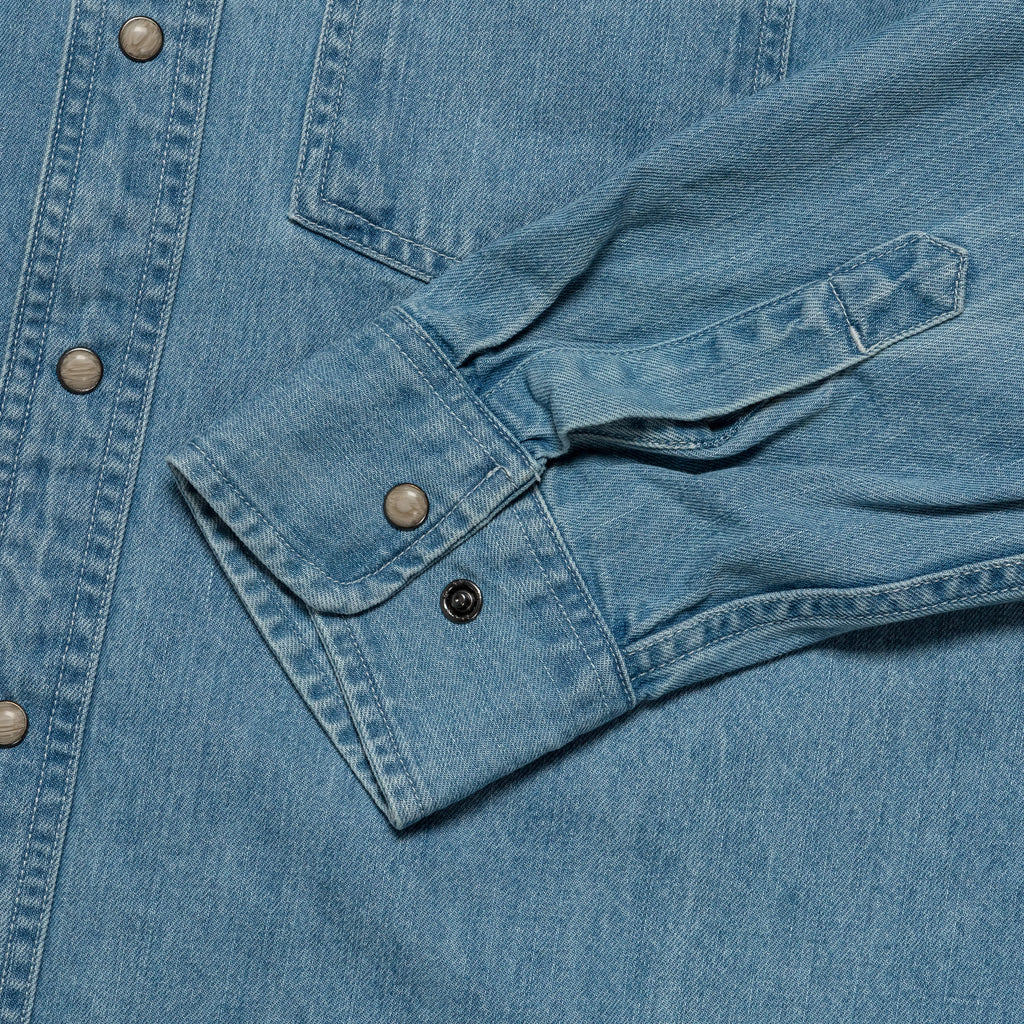 Mountain Western Embroidery Shirt - Indigo