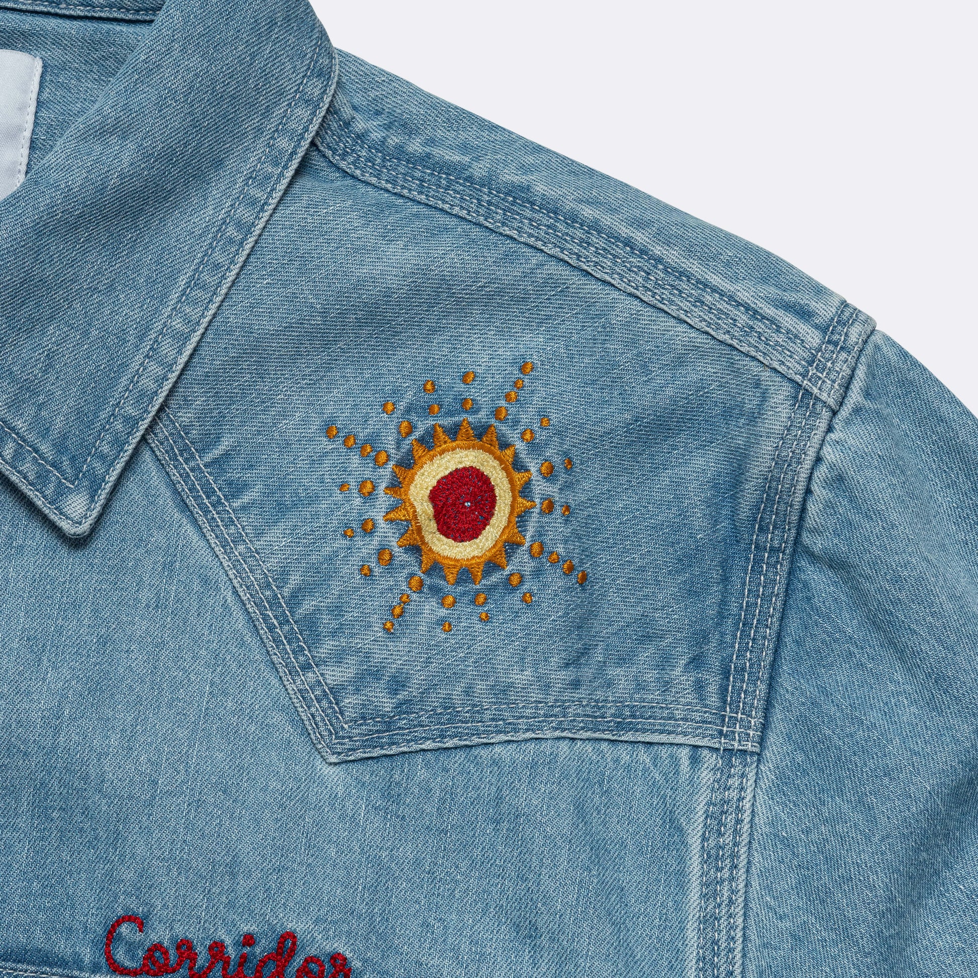 Mountain Western Embroidery Shirt - Indigo