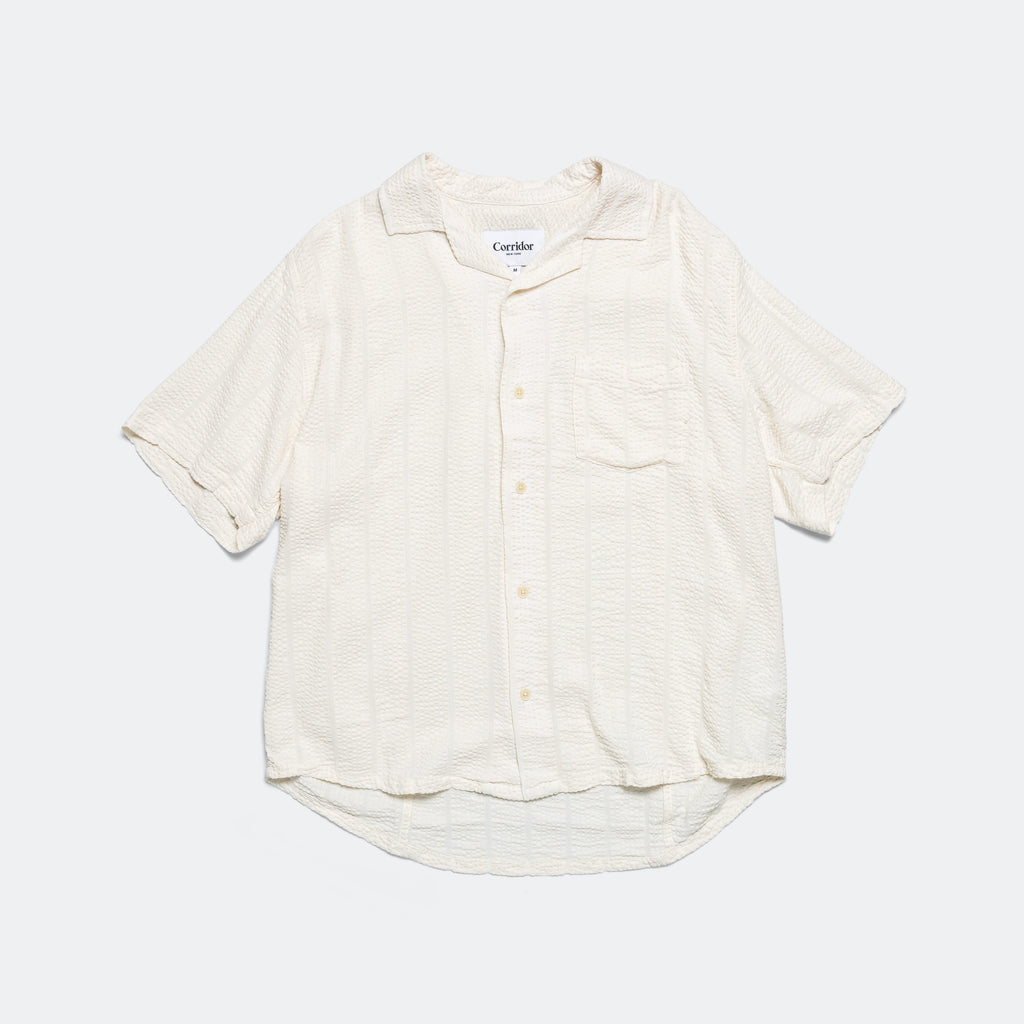 Striped Seersucker SS - White