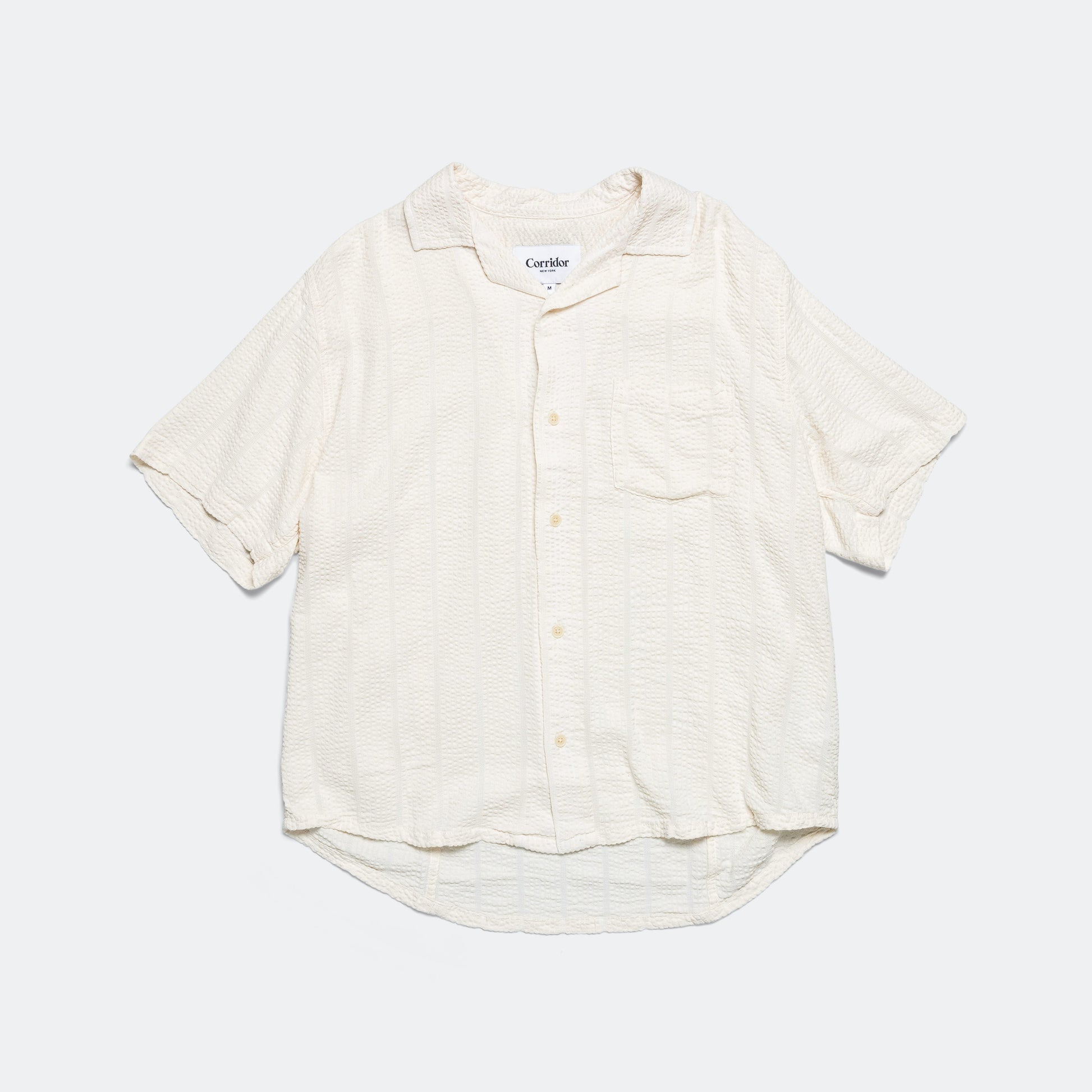 Striped Seersucker SS - White