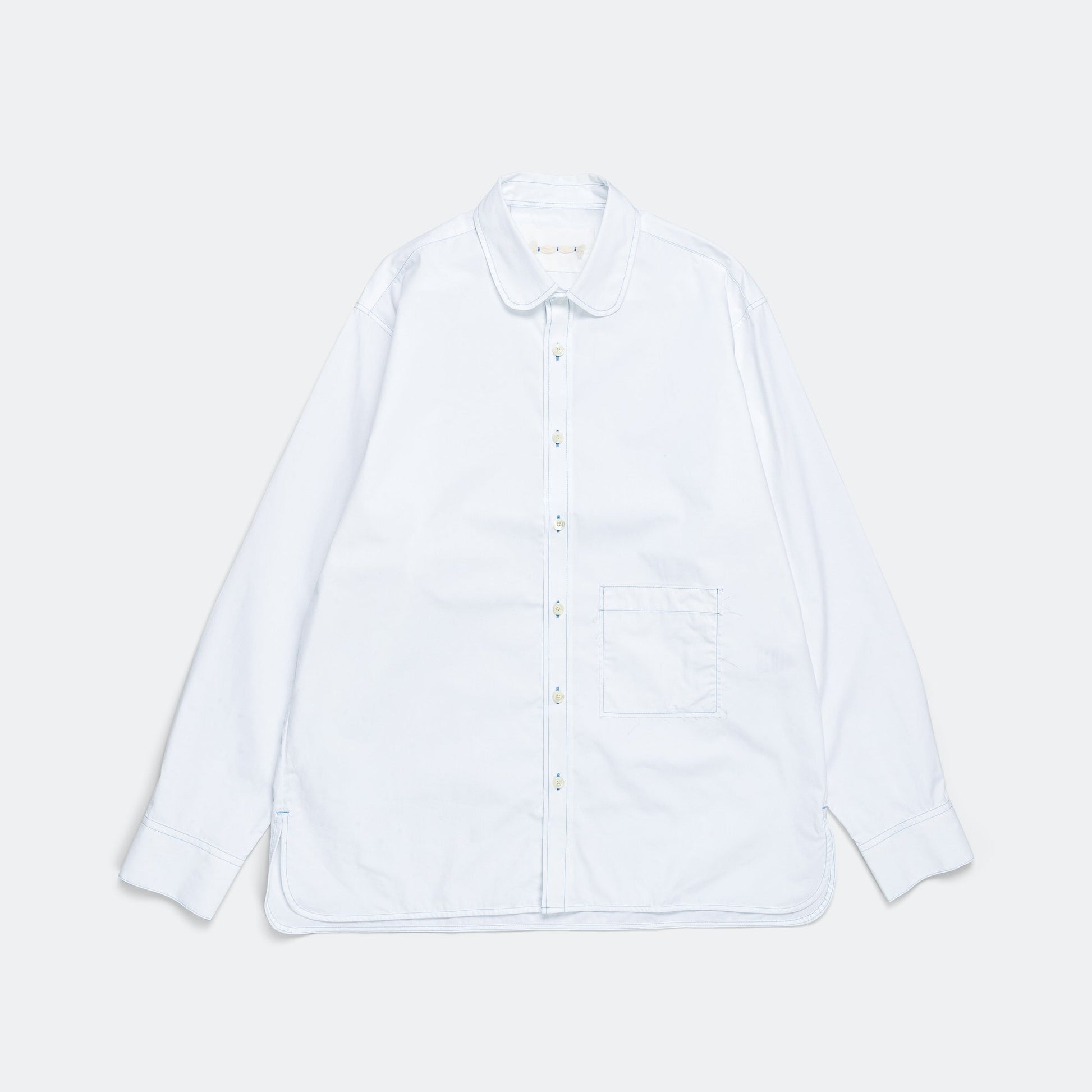 Seed Saver Shirt - Snowdrop White & Blue Stitching
