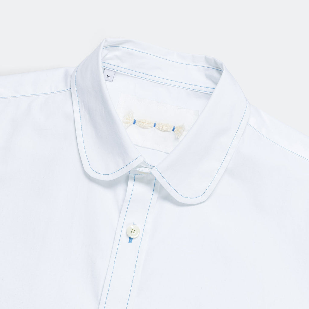 Seed Saver Shirt - Snowdrop White & Blue Stitching