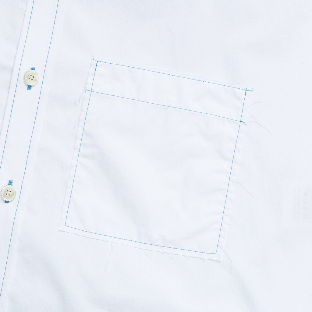 Seed Saver Shirt - Snowdrop White & Blue Stitching