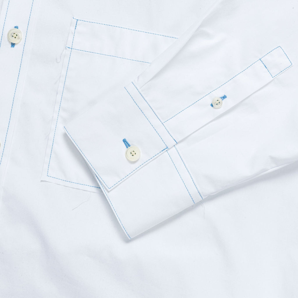 Seed Saver Shirt - Snowdrop White & Blue Stitching