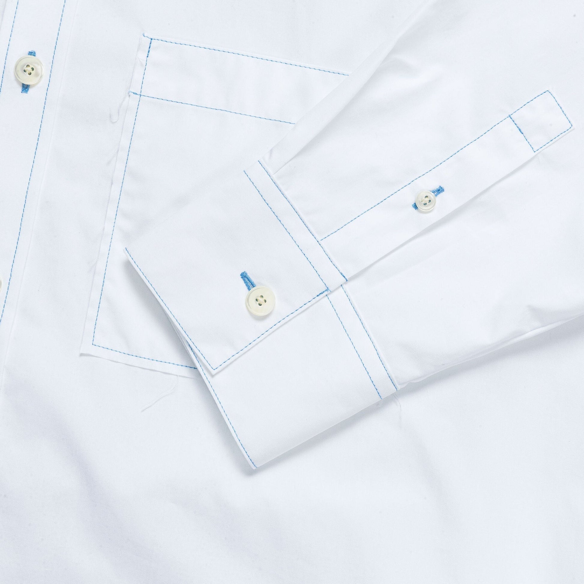 Seed Saver Shirt - Snowdrop White & Blue Stitching