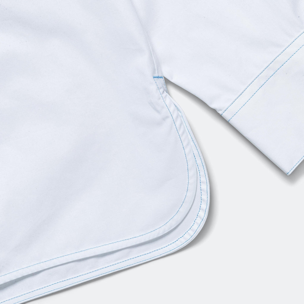 Seed Saver Shirt - Snowdrop White & Blue Stitching