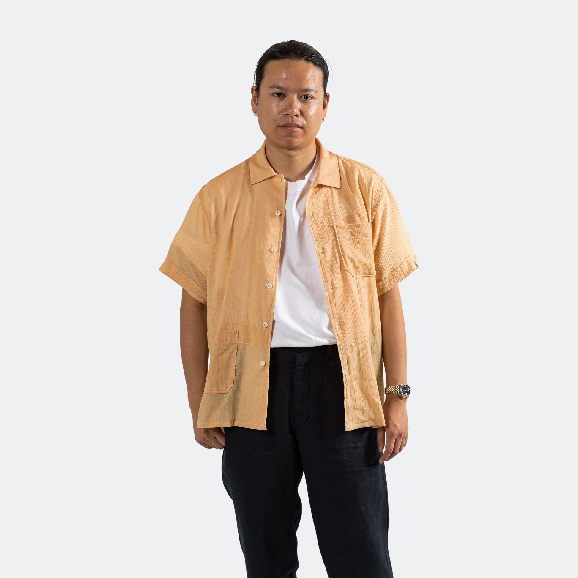 Camp Shirt - Coral Cotton Crepe