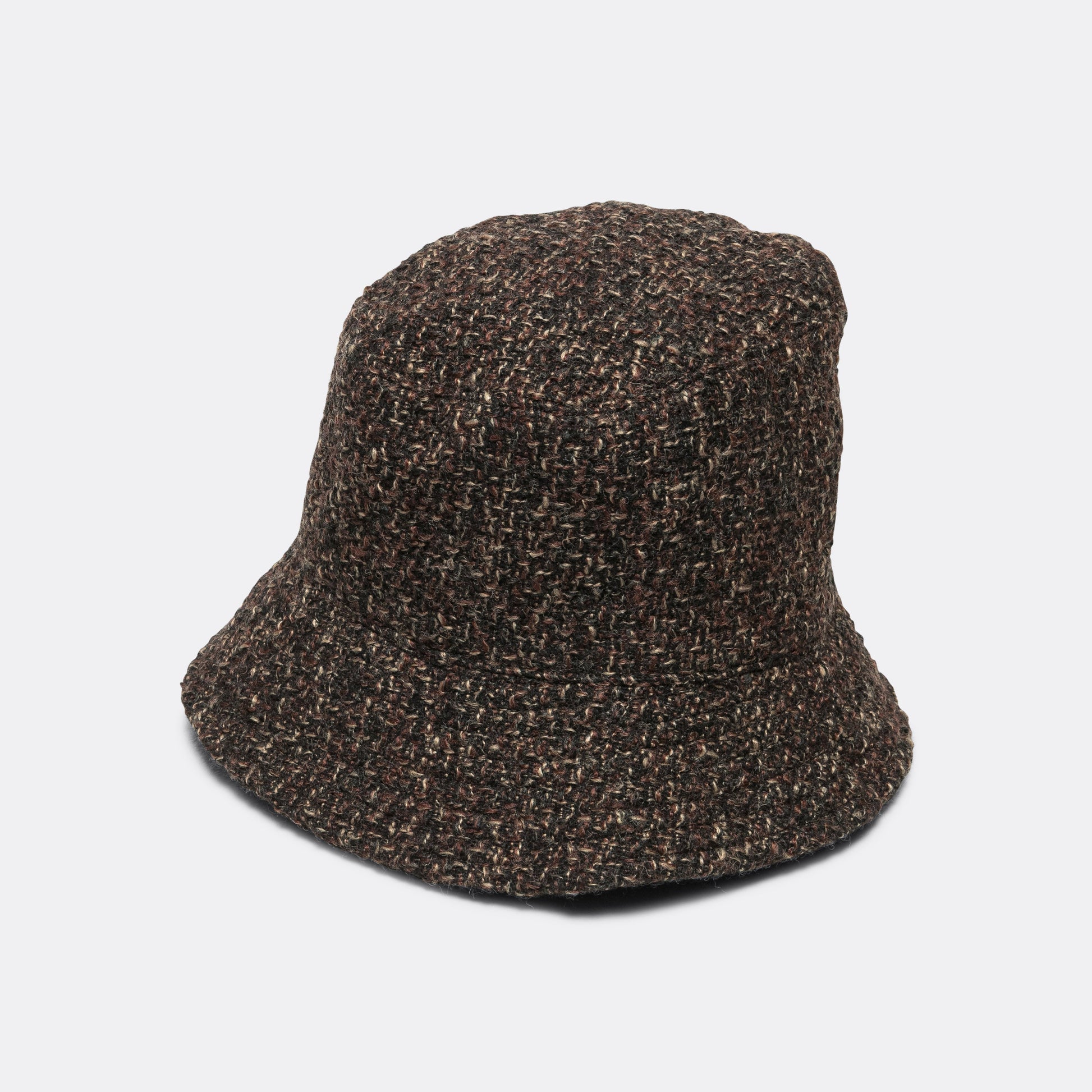 Bucket Hat - Dark Brown Wool Tweed Boucle