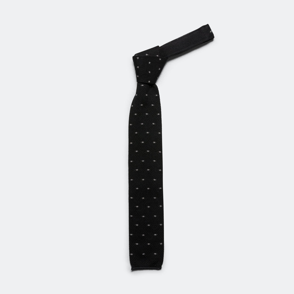 Knit Tie - Black Polka Dot