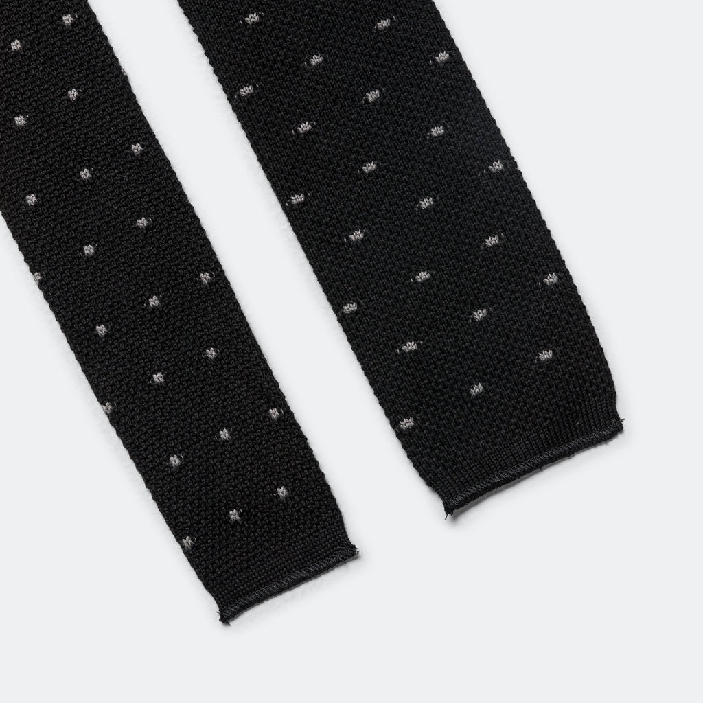 Knit Tie - Black Polka Dot