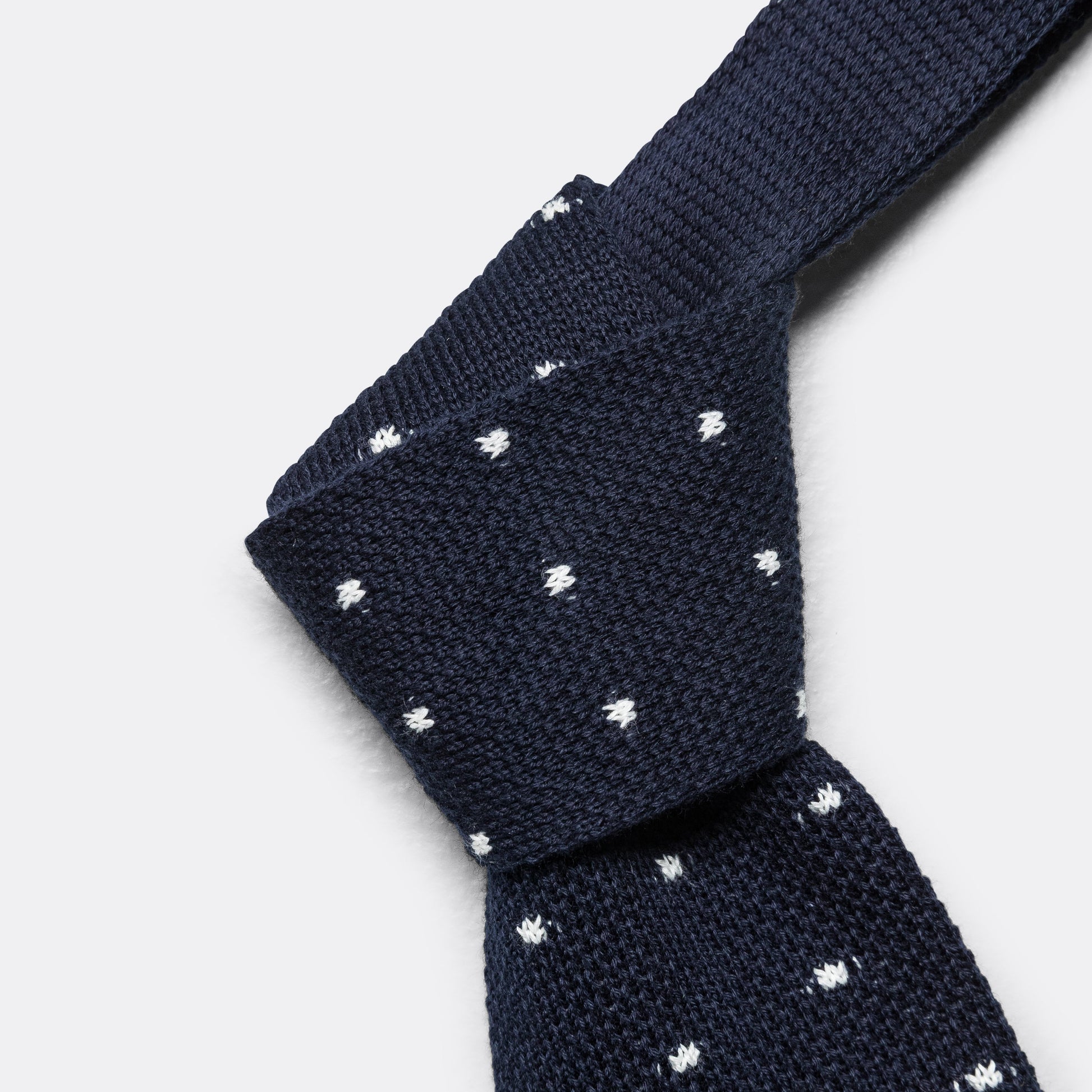 Knit Tie - Navy Polka Dot