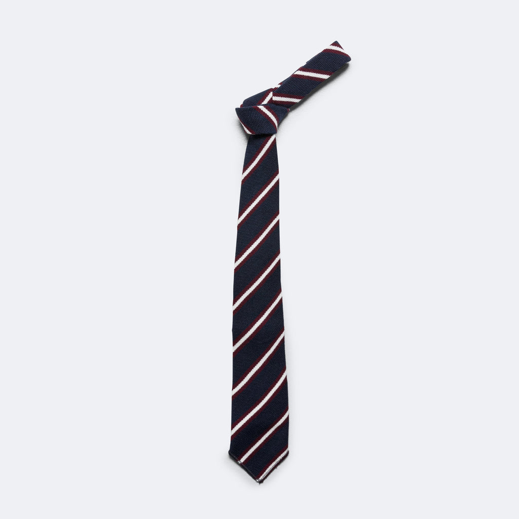 Knit Tie - Navy Stripe
