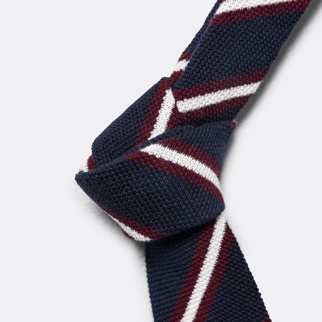Knit Tie - Navy Stripe