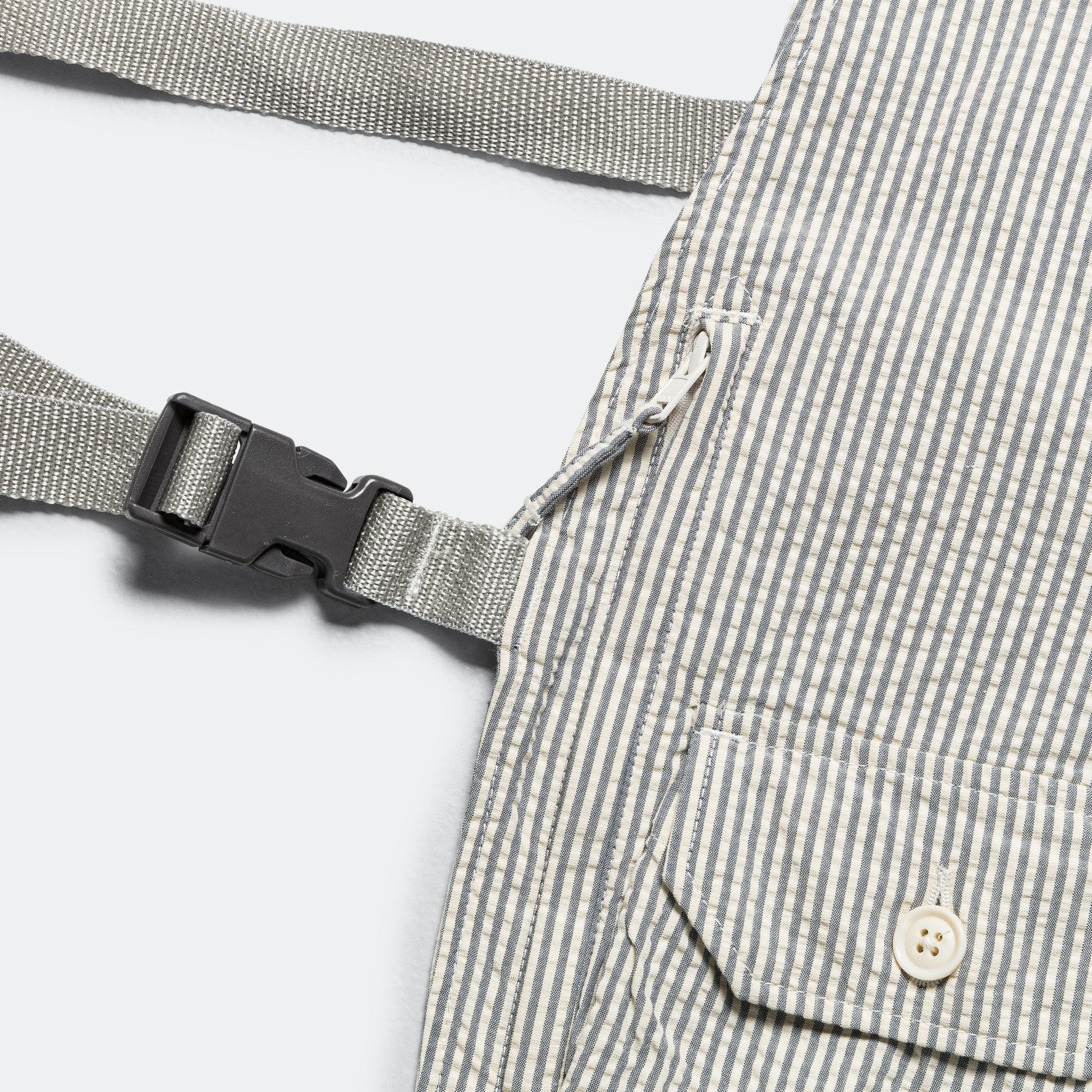 Shoulder Vest - Navy/Natural Cotton Seersucker