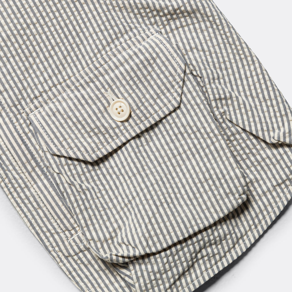 Shoulder Vest - Navy/Natural Cotton Seersucker