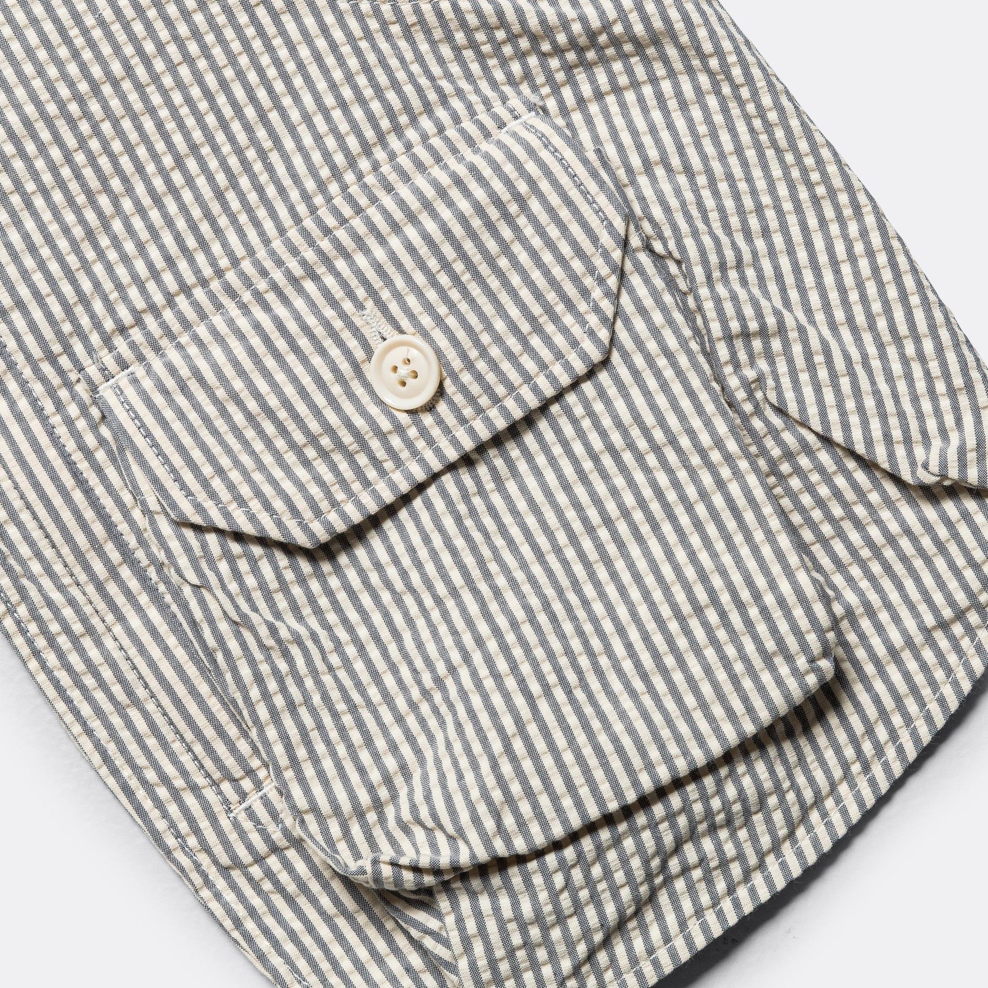Shoulder Vest - Navy/Natural Cotton Seersucker