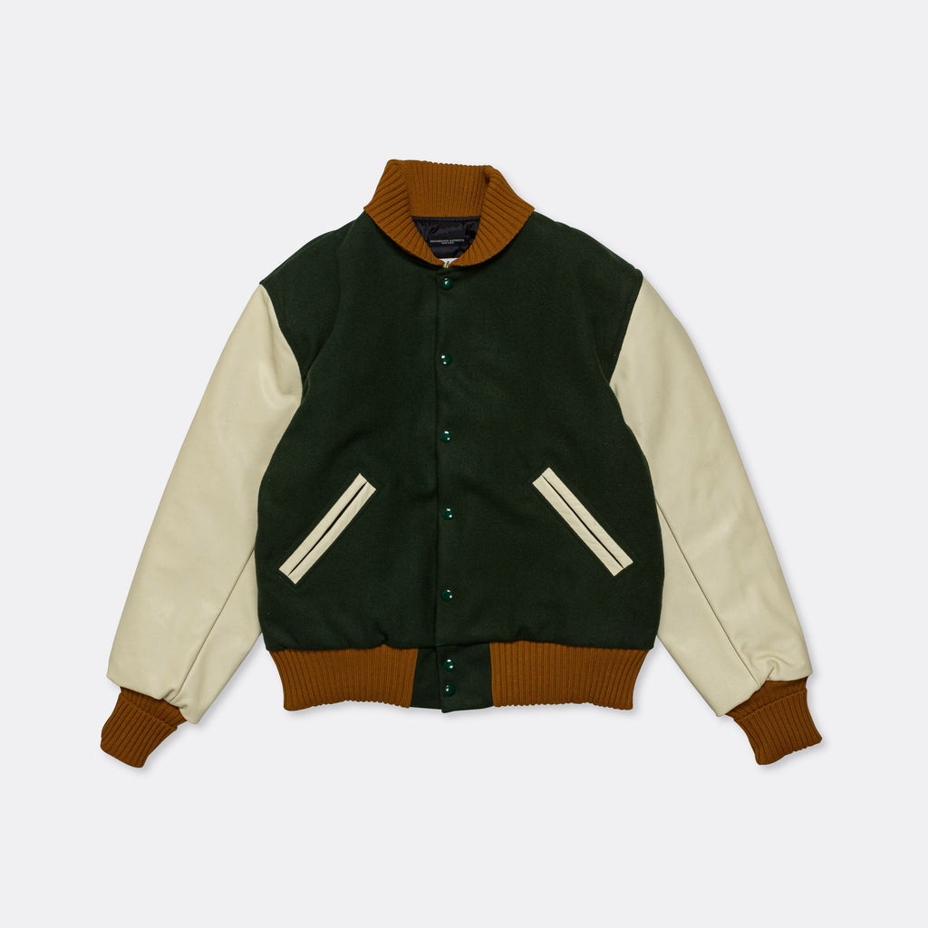 Varsity Jacket - Olive Wool Melton
