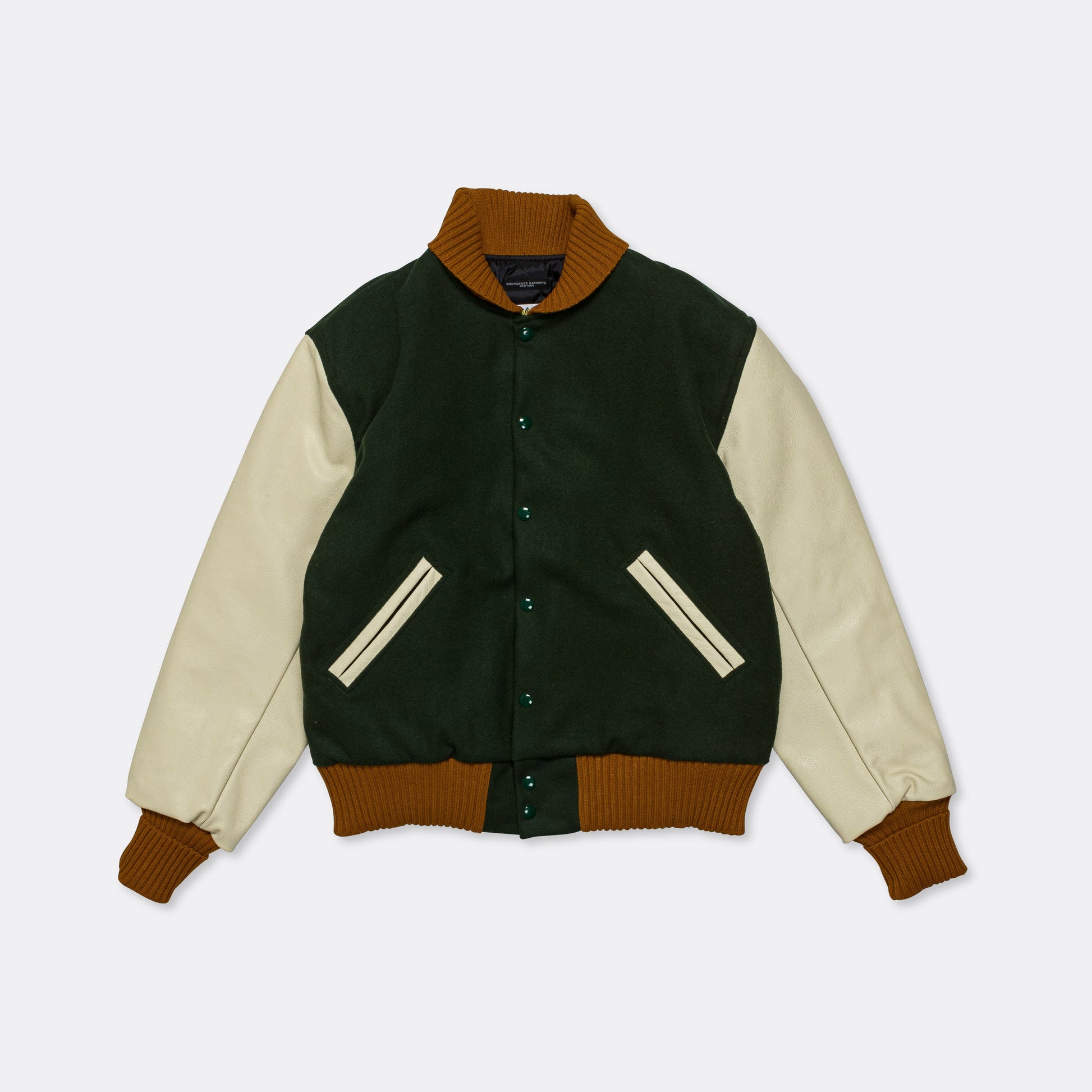Varsity Jacket - Olive Wool Melton