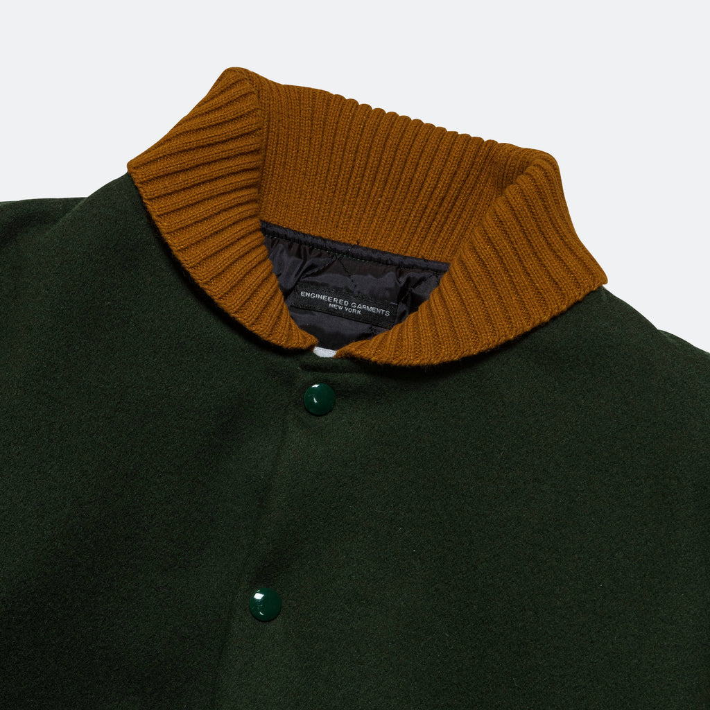 Varsity Jacket - Olive Wool Melton
