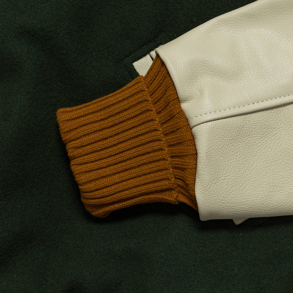 Varsity Jacket - Olive Wool Melton