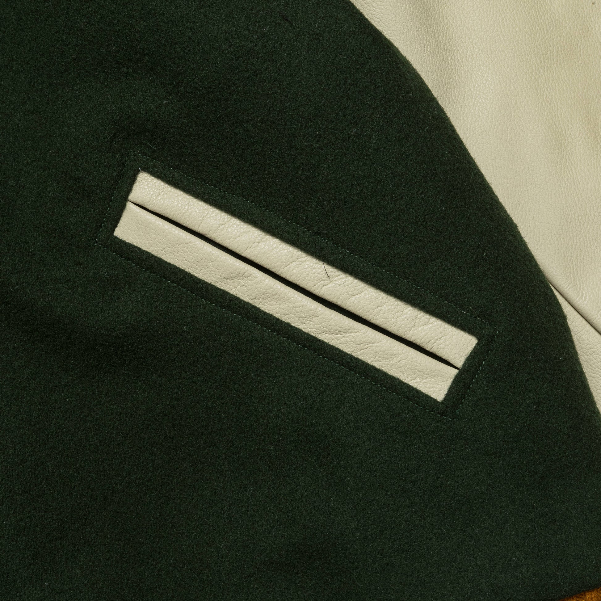 Varsity Jacket - Olive Wool Melton