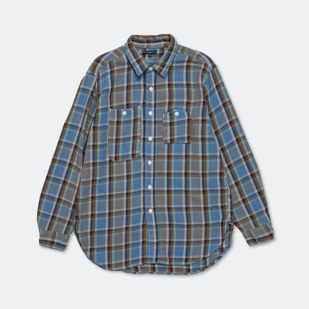 Work Shirt - Blue Cotton Heavy Twill Plaid