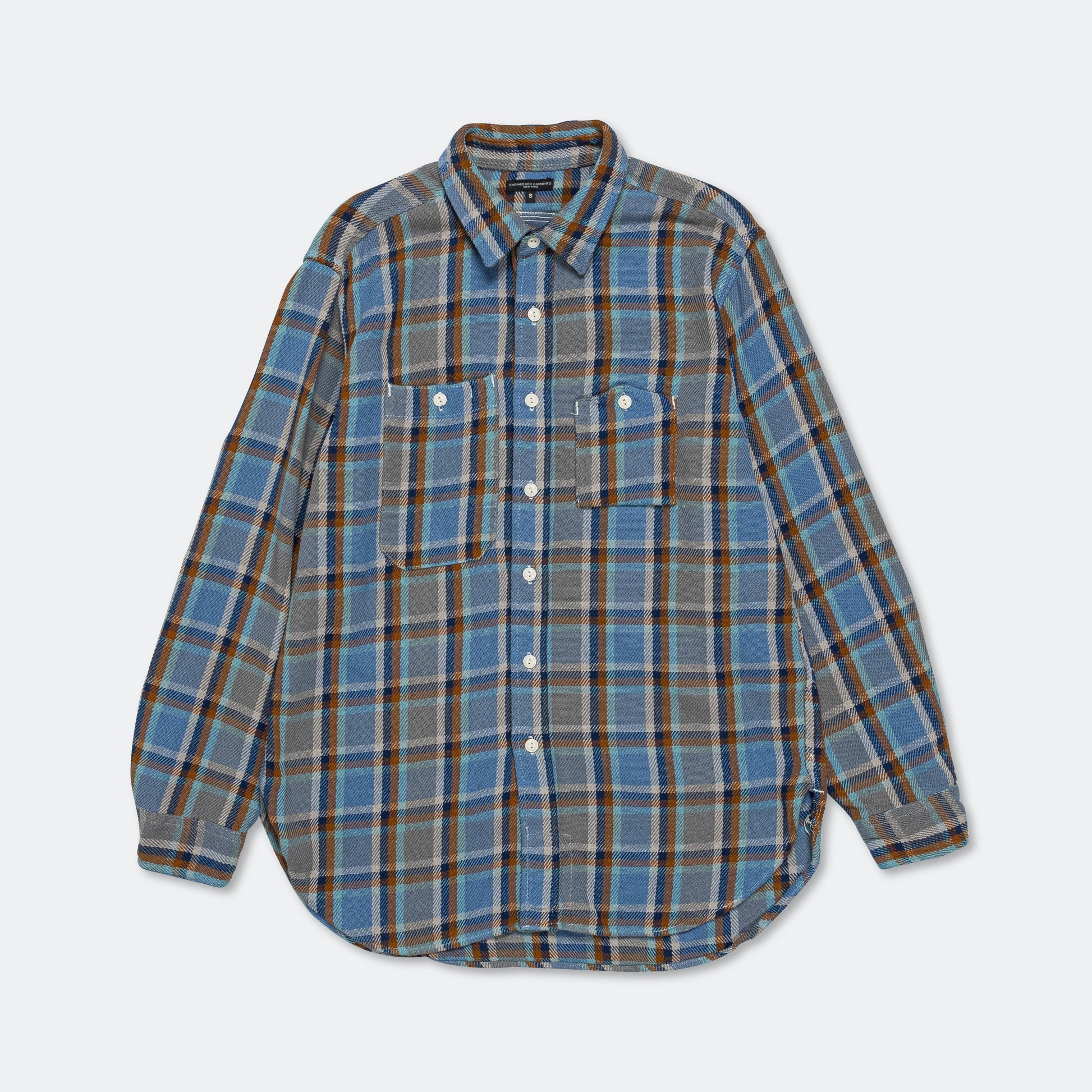 Work Shirt - Blue Cotton Heavy Twill Plaid