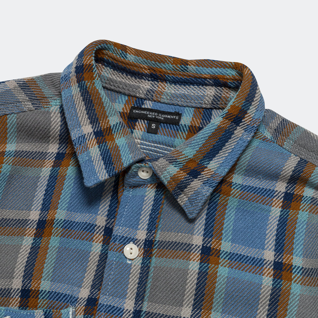 Work Shirt - Blue Cotton Heavy Twill Plaid