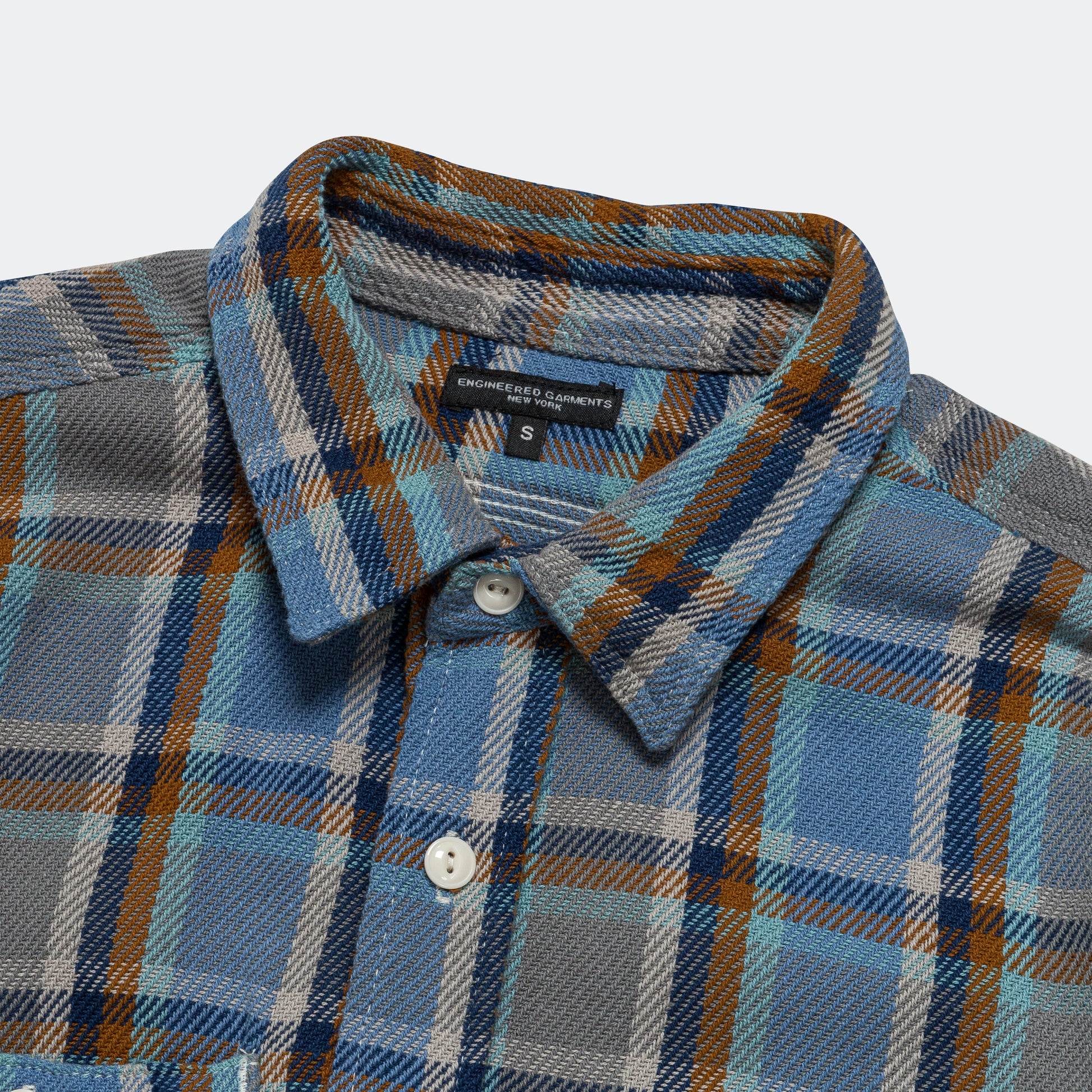 Work Shirt - Blue Cotton Heavy Twill Plaid