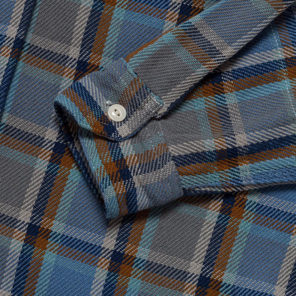 Work Shirt - Blue Cotton Heavy Twill Plaid