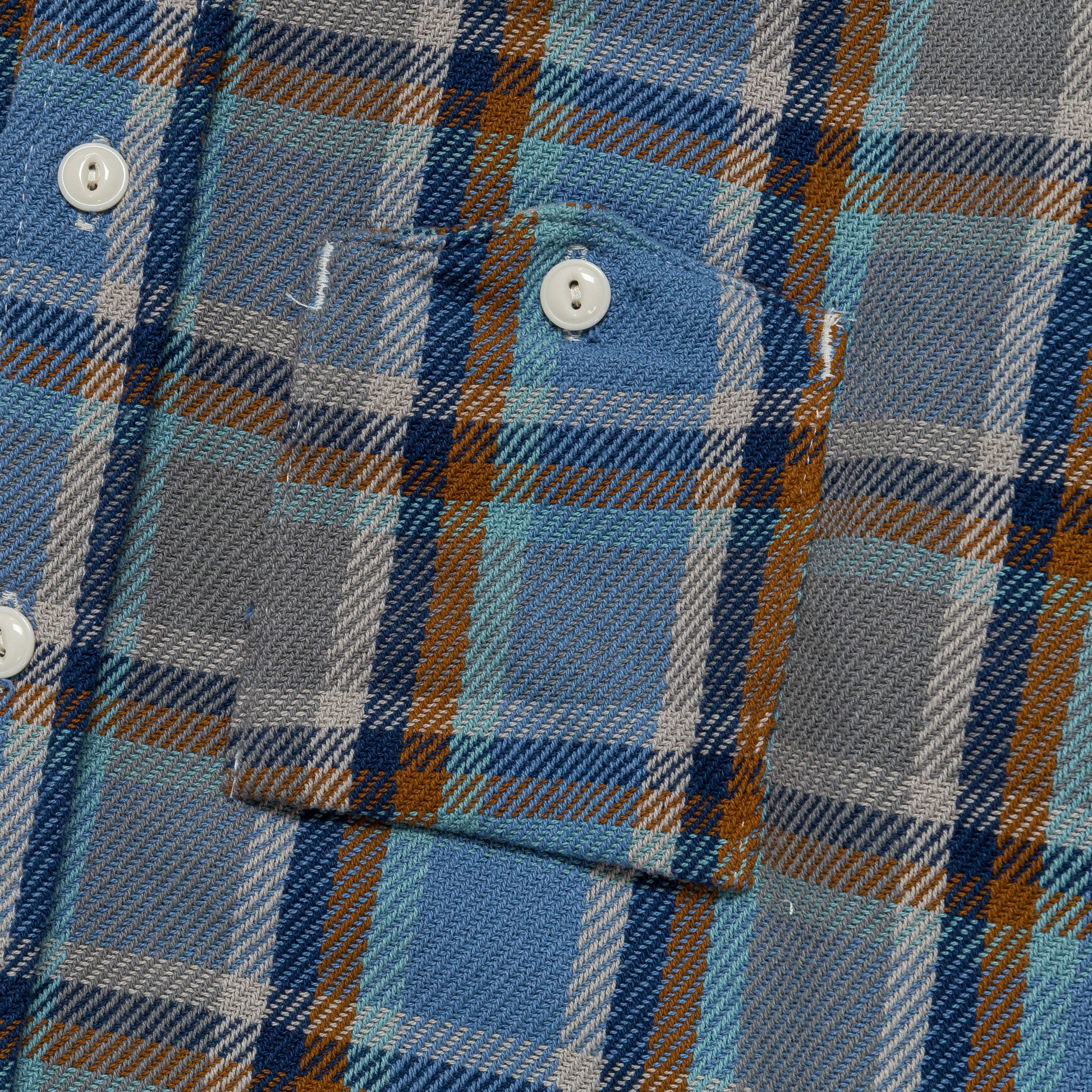 Work Shirt - Blue Cotton Heavy Twill Plaid