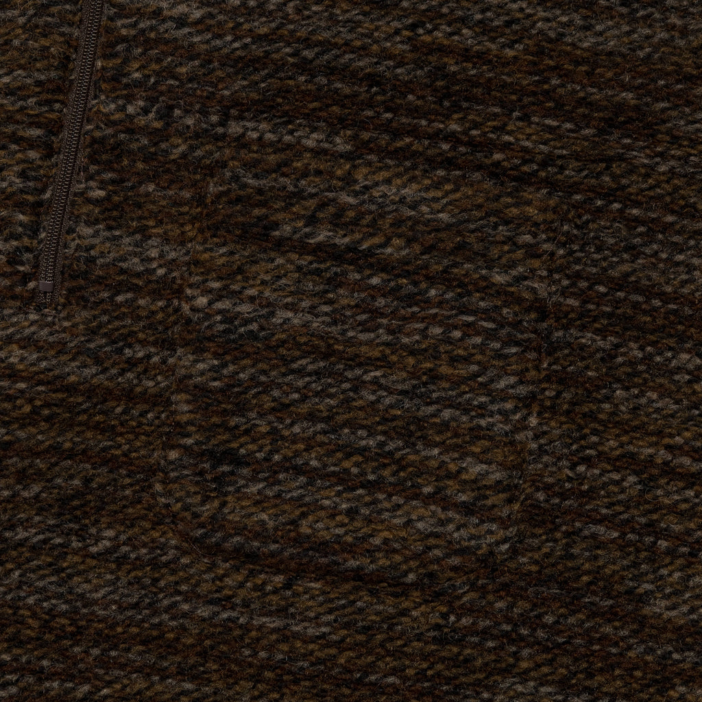 Zip Mock Neck - Brown Poly Wool Melange Knit