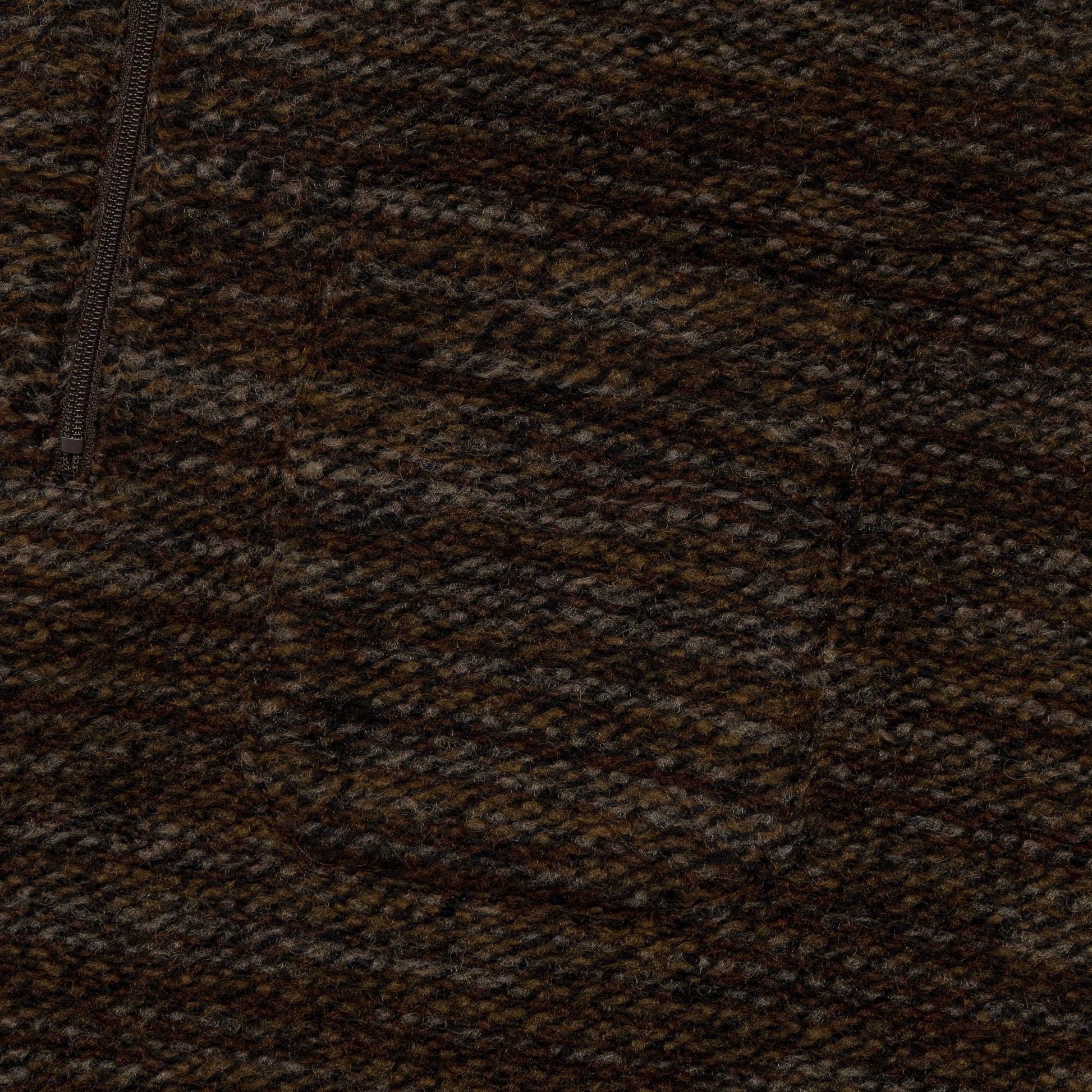 Zip Mock Neck - Brown Poly Wool Melange Knit