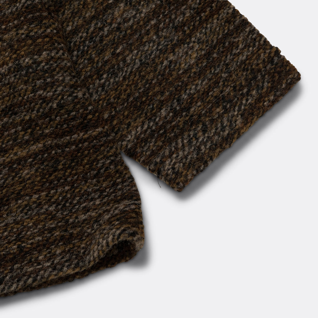 Zip Mock Neck - Brown Poly Wool Melange Knit