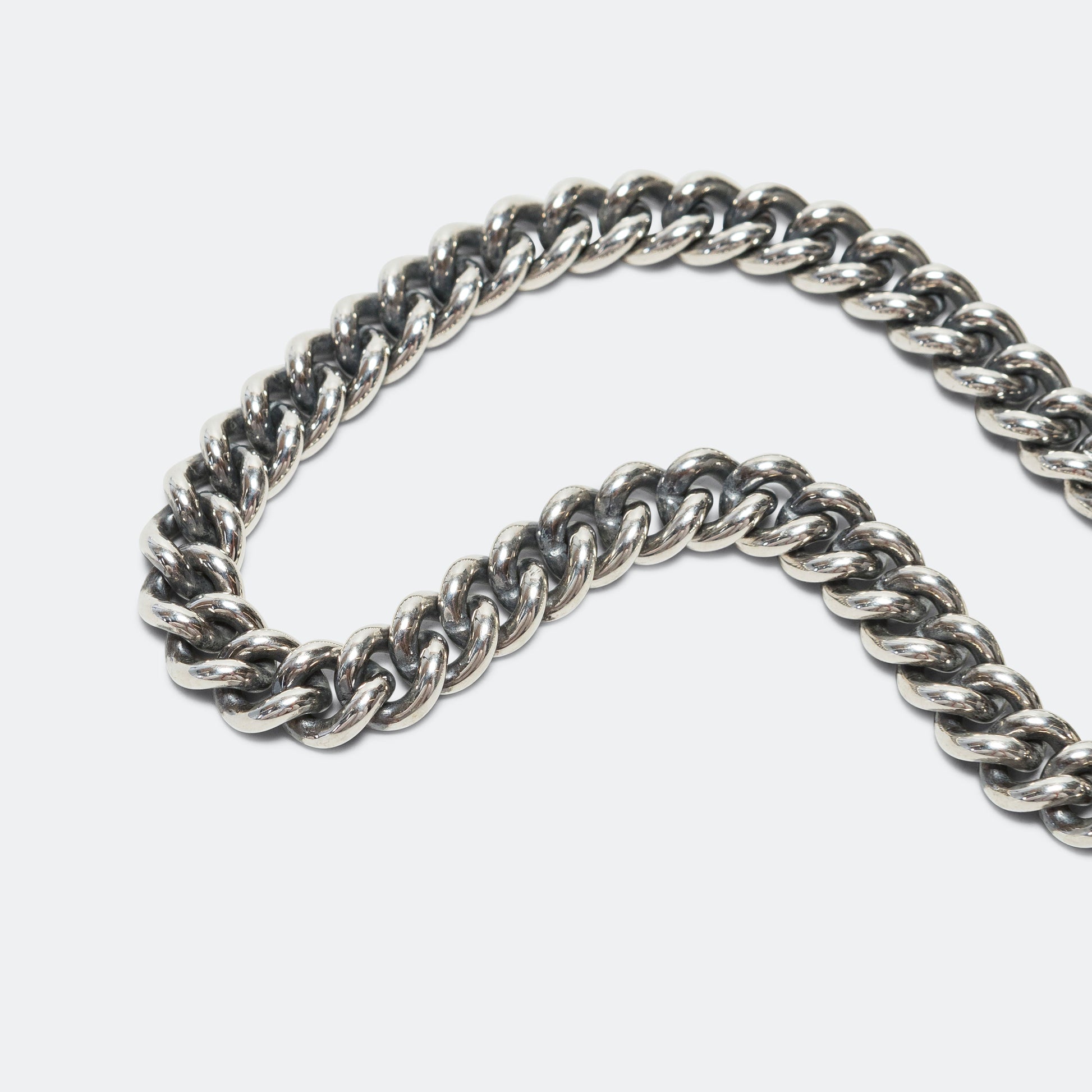 Curb Chain Bracelet w/ White Diamonds - A - 925 Silver